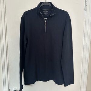 Banana Republic Men’s Size Medium French Rib Mock 1/4 Zip Sweater Elbow Patches